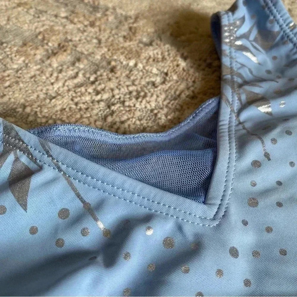 Disney Frozen 2 Two Piece Bikini Swim Set Girl's Blue Silver Metallic: 7/8 years - Picture 3 of 6